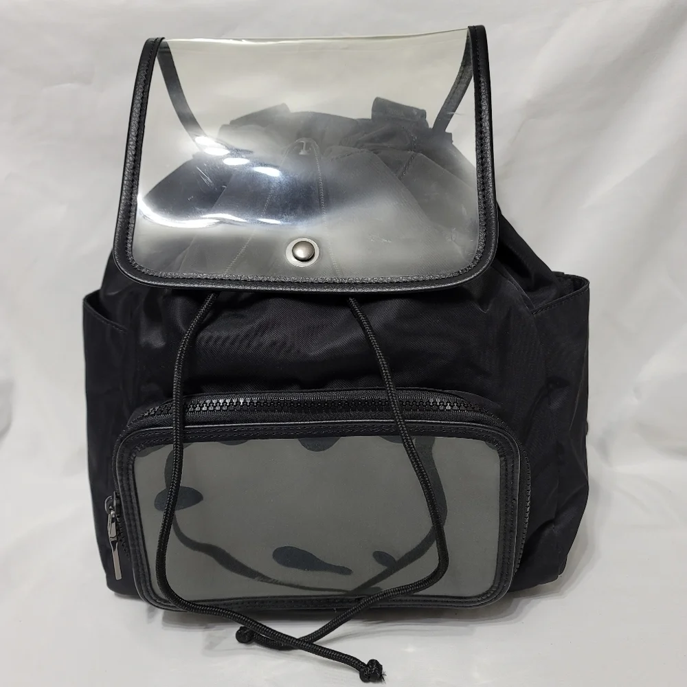 ✨ ZARA Trafaluc Medium Black Vinyl Technical Fabric Backpack - Picture 2 of 9